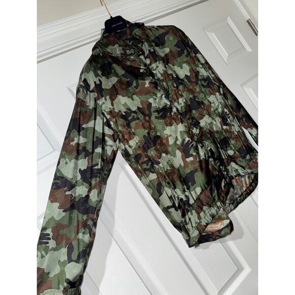 Louis Vuitton Virgil Abloh Monogram Camo Green Logo Anorak Windbreaker Jacket 48 - Picture 7 of 16